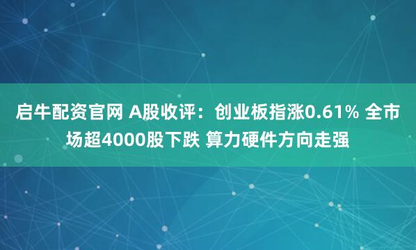 启牛配资官网 A股收评：创业板指涨0.61% 全市场超4000股下跌 算力硬件方向走强